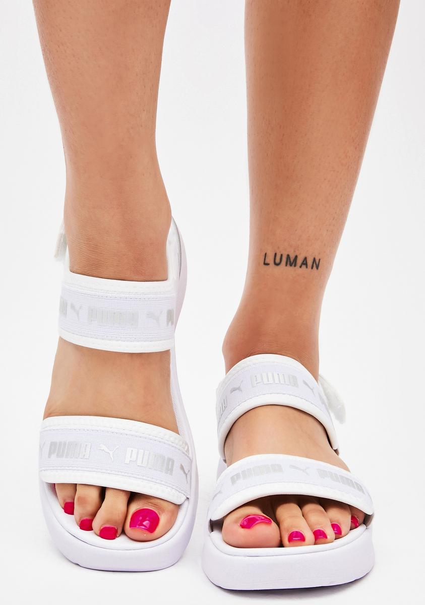 PUMA White Sportie Sandals – Dolls Kill