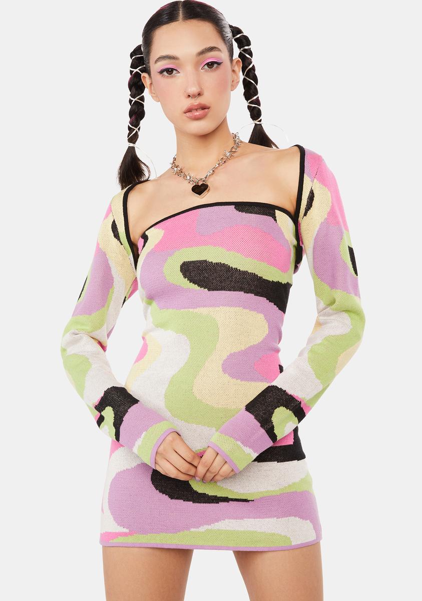 green emerald velvet dress Neon Green Psychedelic Trippy Print Short Sleeve Maxi Dress