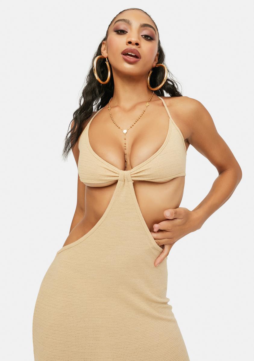 bodycon midi dress green Cut Out Bodycon Maxi Dress