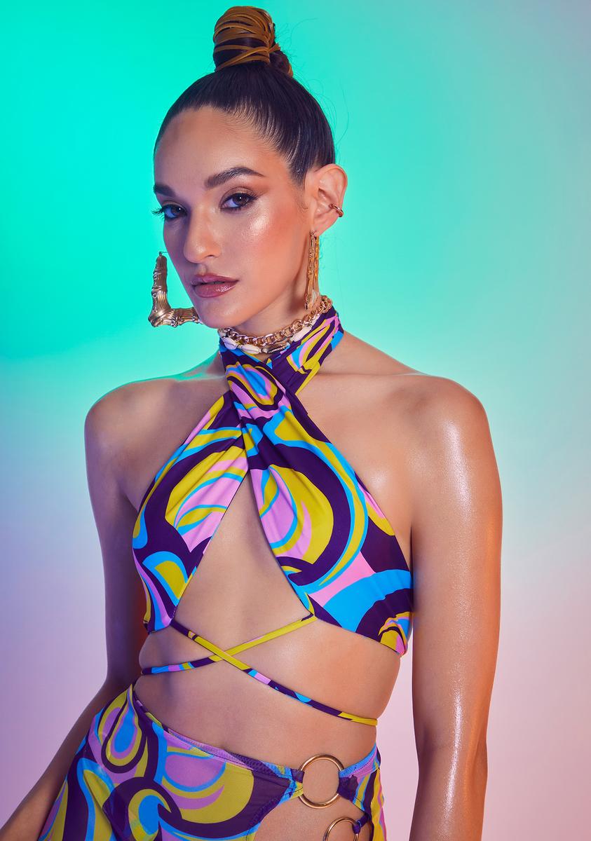 Jaded London Retro Floral Print Multi Way Bikini Top – Dolls Kill