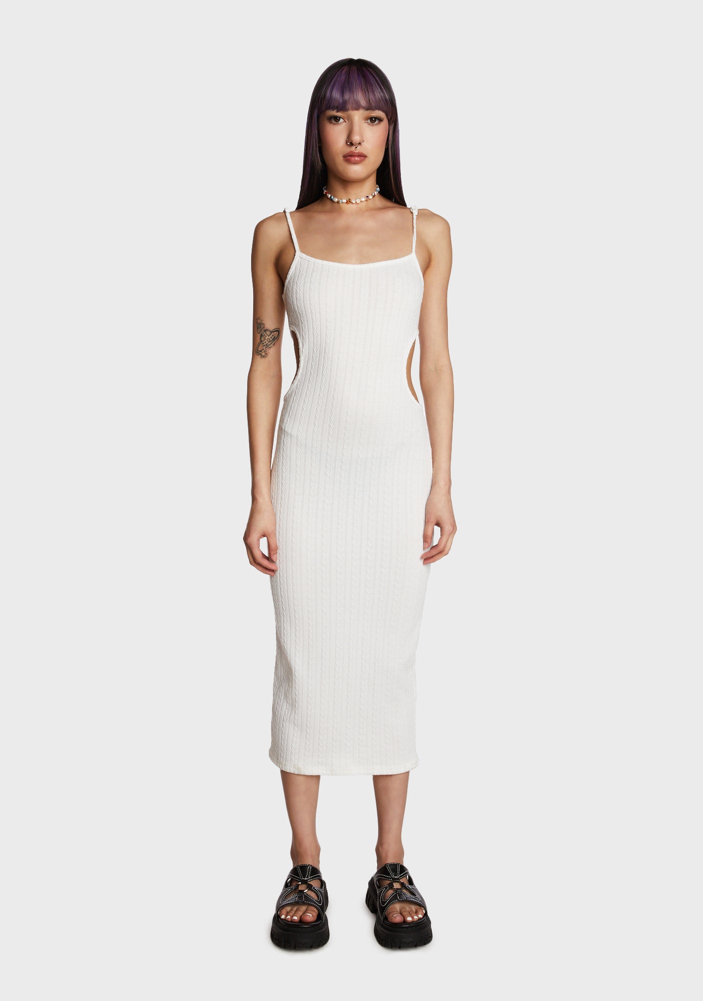 white christmas dresses Knit Ribbed Cut Out Maxi Dress