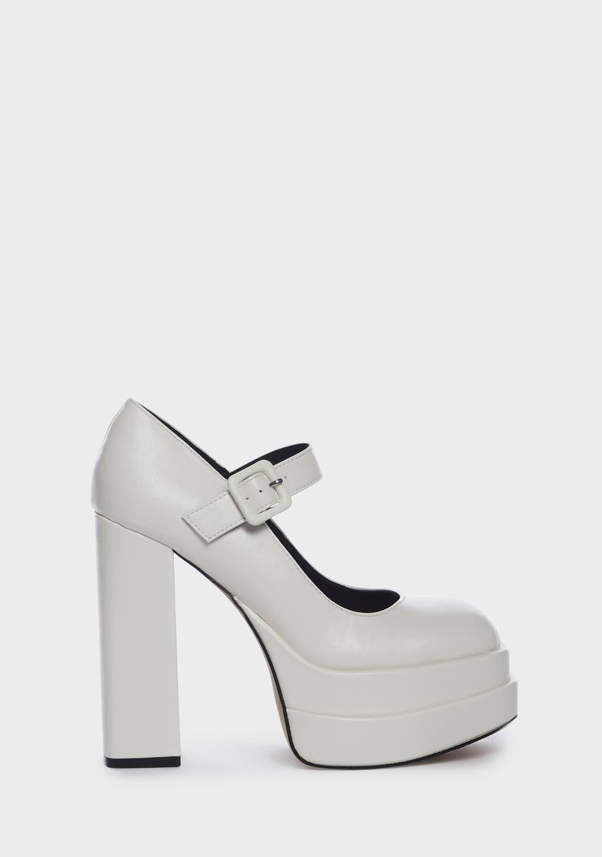 platform white mary janes