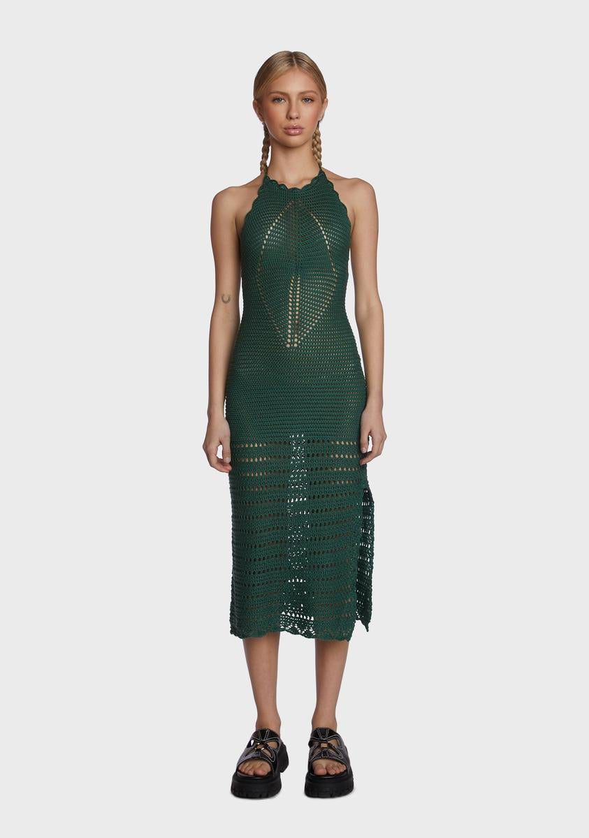 Crochet Halter Midi Dress