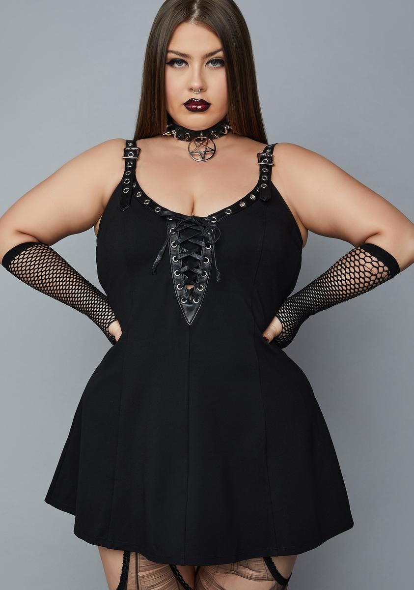 Plus Widow Vegan Leather Trim Mini Dress