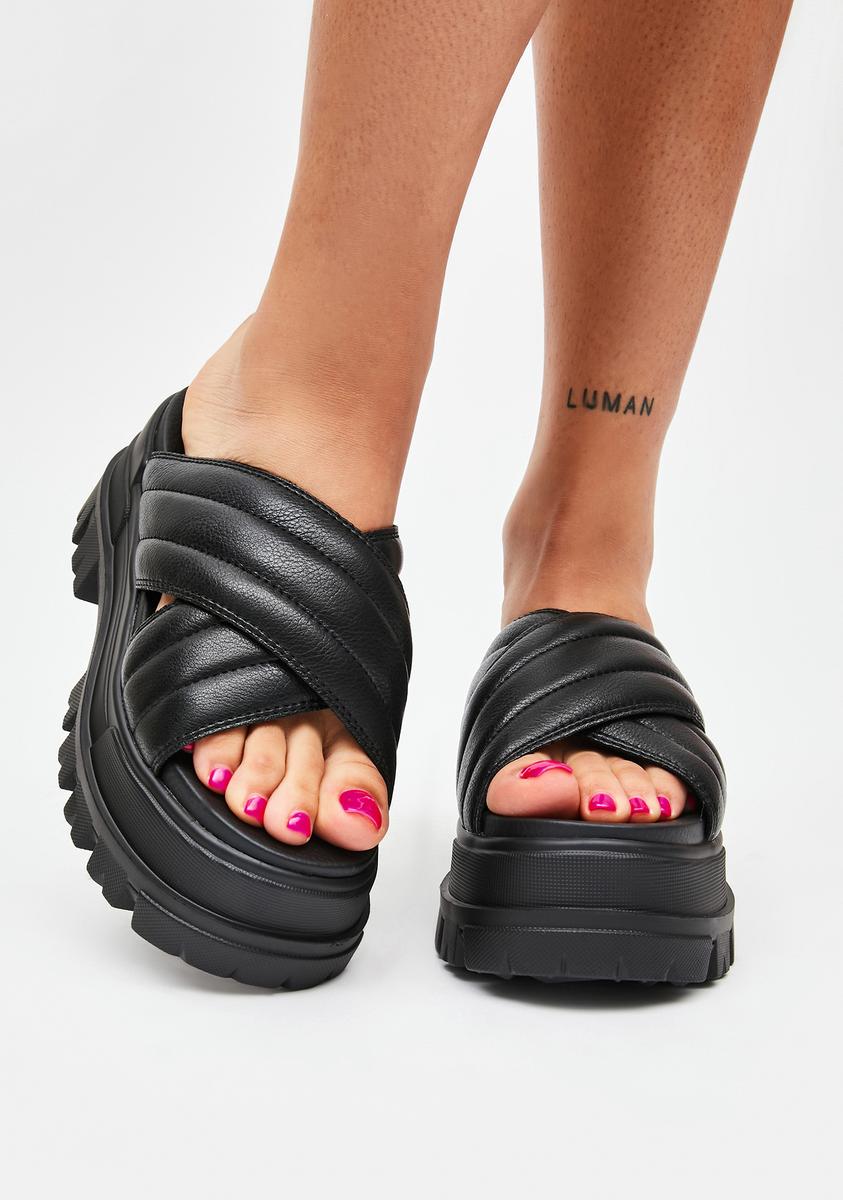 Buffalo Black Aspha SLD Pool Slippers Dolls Kill