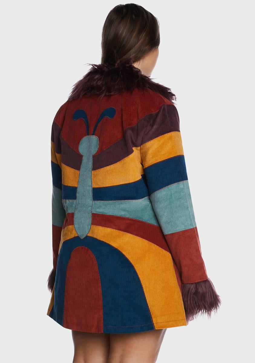 Plus Size Current Mood Corduroy Faux Fur Butterfly Coat – Dolls Kill