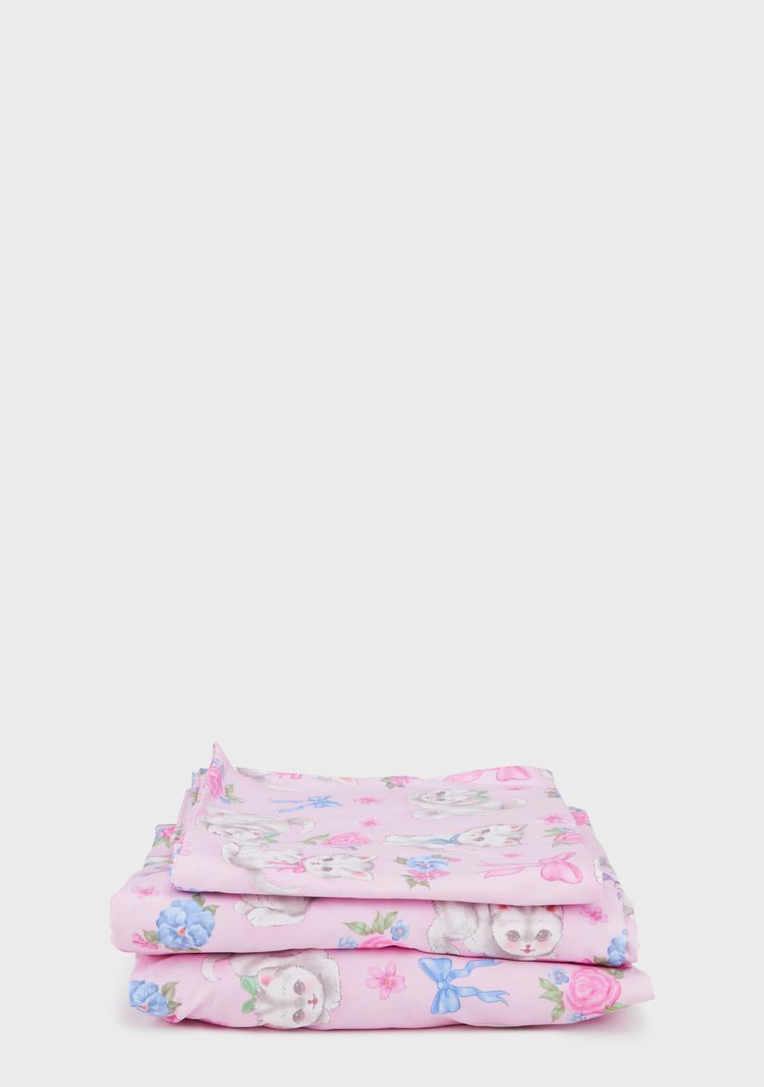 Dolls Home Kitten Floral Print Sheet Set - Pink
