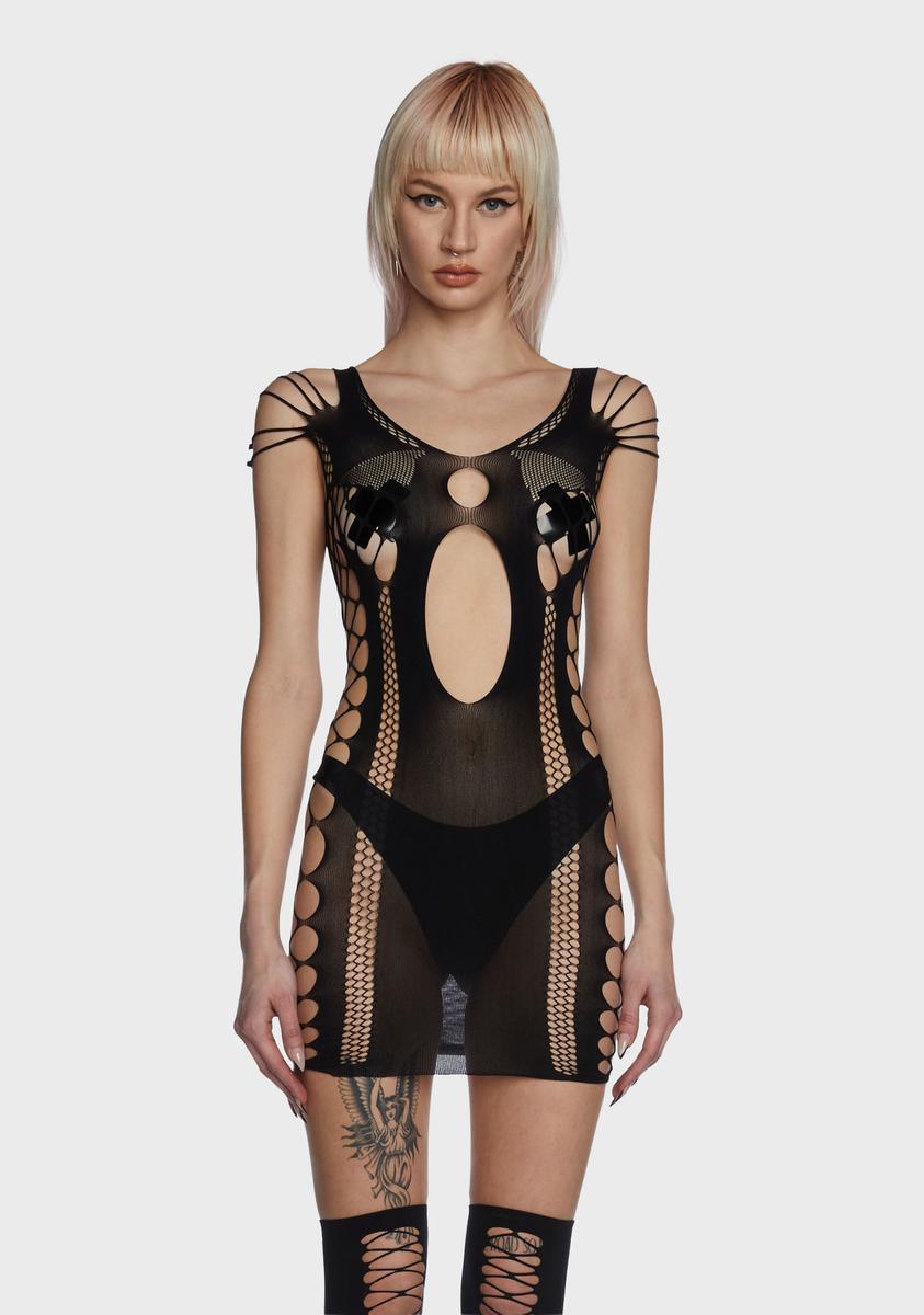 Fishnet Cut Out Bodystocking Dress