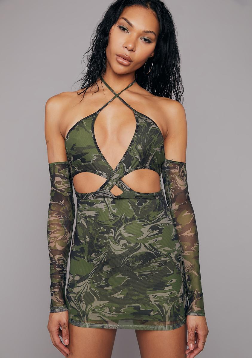 Poster Grl Camo Print Strappy Cutout Mesh Mini Dress - Green Dolls Kill Poster Grl Camo Print Strappy Cutout Mesh Mini Dress - Green Dolls Kill