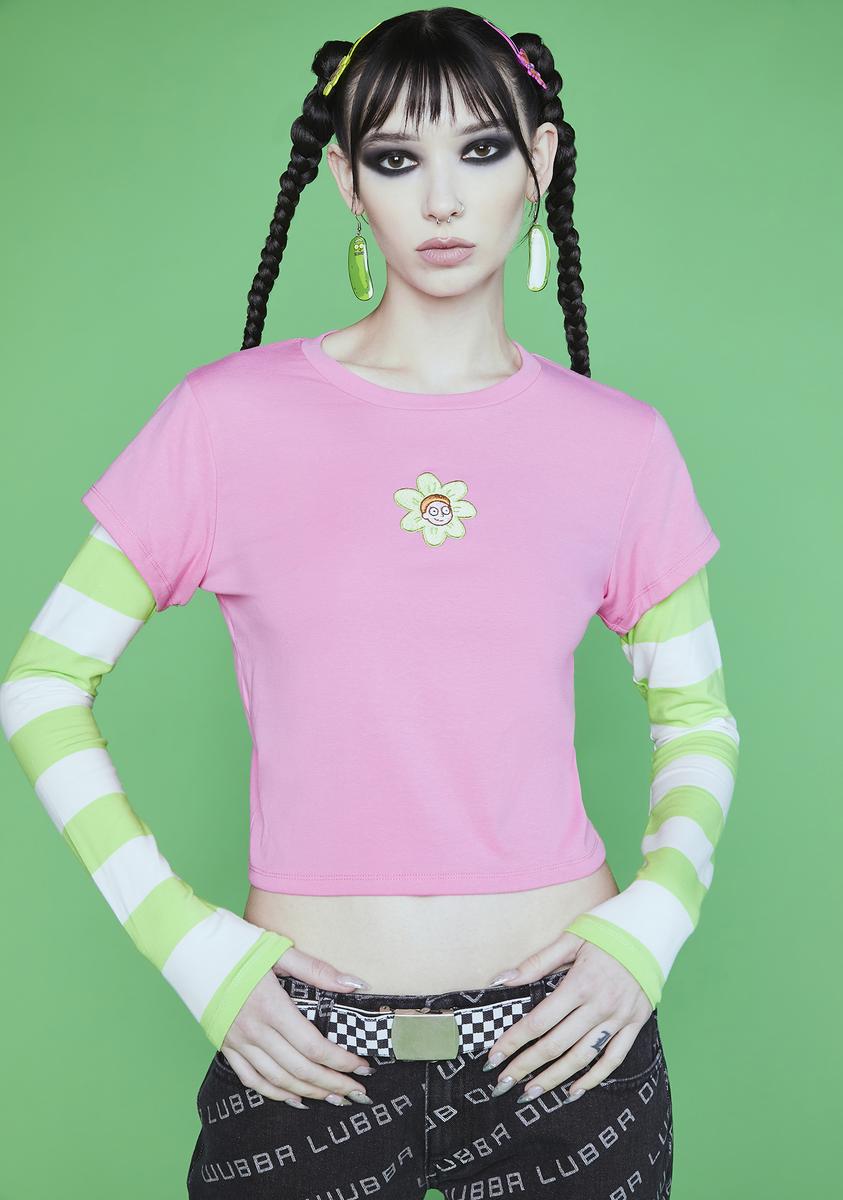 Dolls Kill x Rick & Morty Embroidered Flower Striped Long