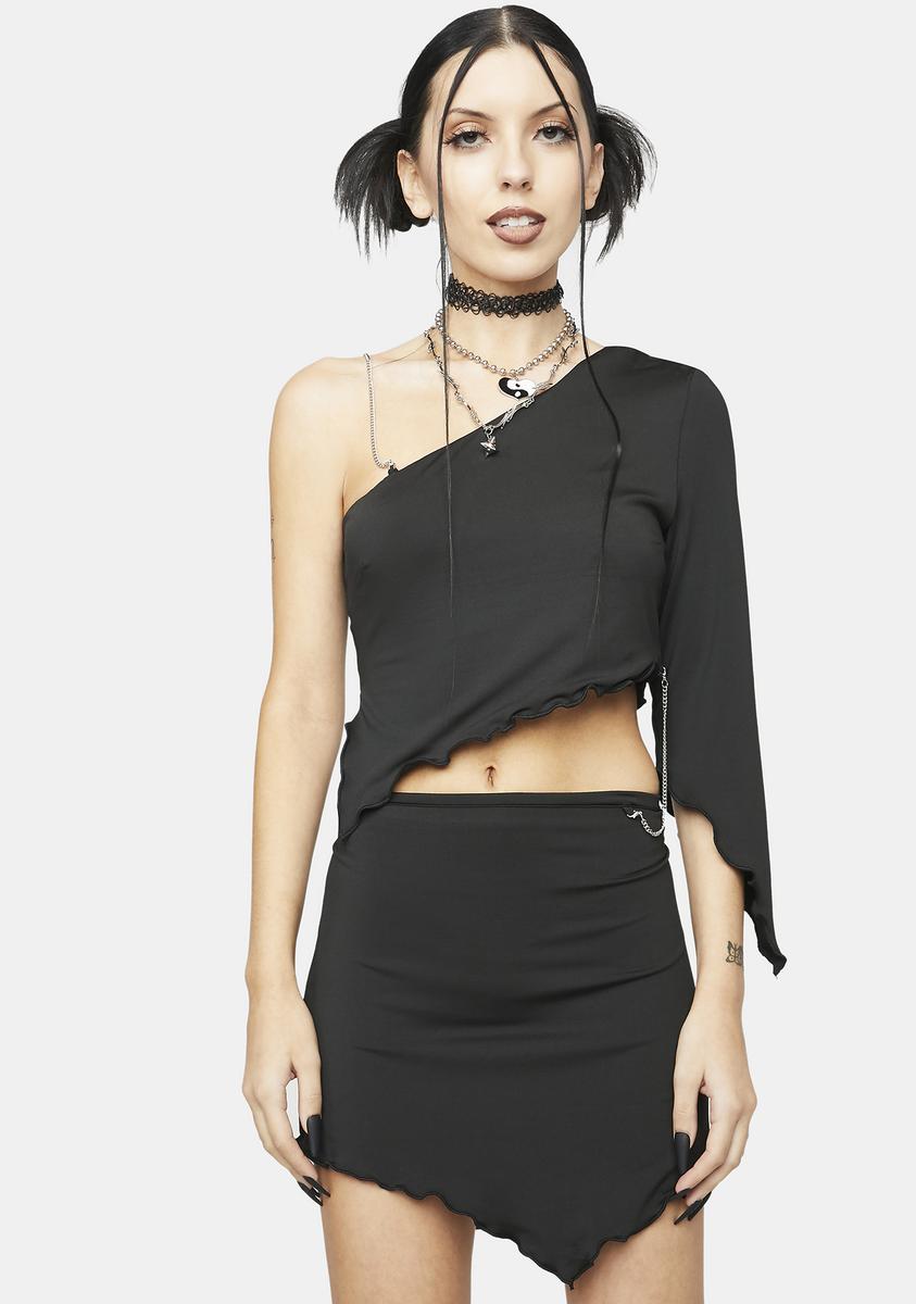 Edikted Asymmetrical Cut Out One Shoulder Mini Dress - Black Dolls Kill Edikted Asymmetrical Cut Out One Shoulder Mini Dress - Black Dolls Kill