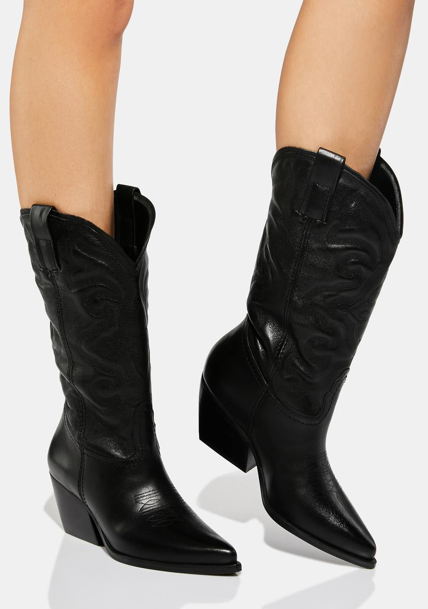 Steve Madden Cowboy Western Boots Black Dolls Kill