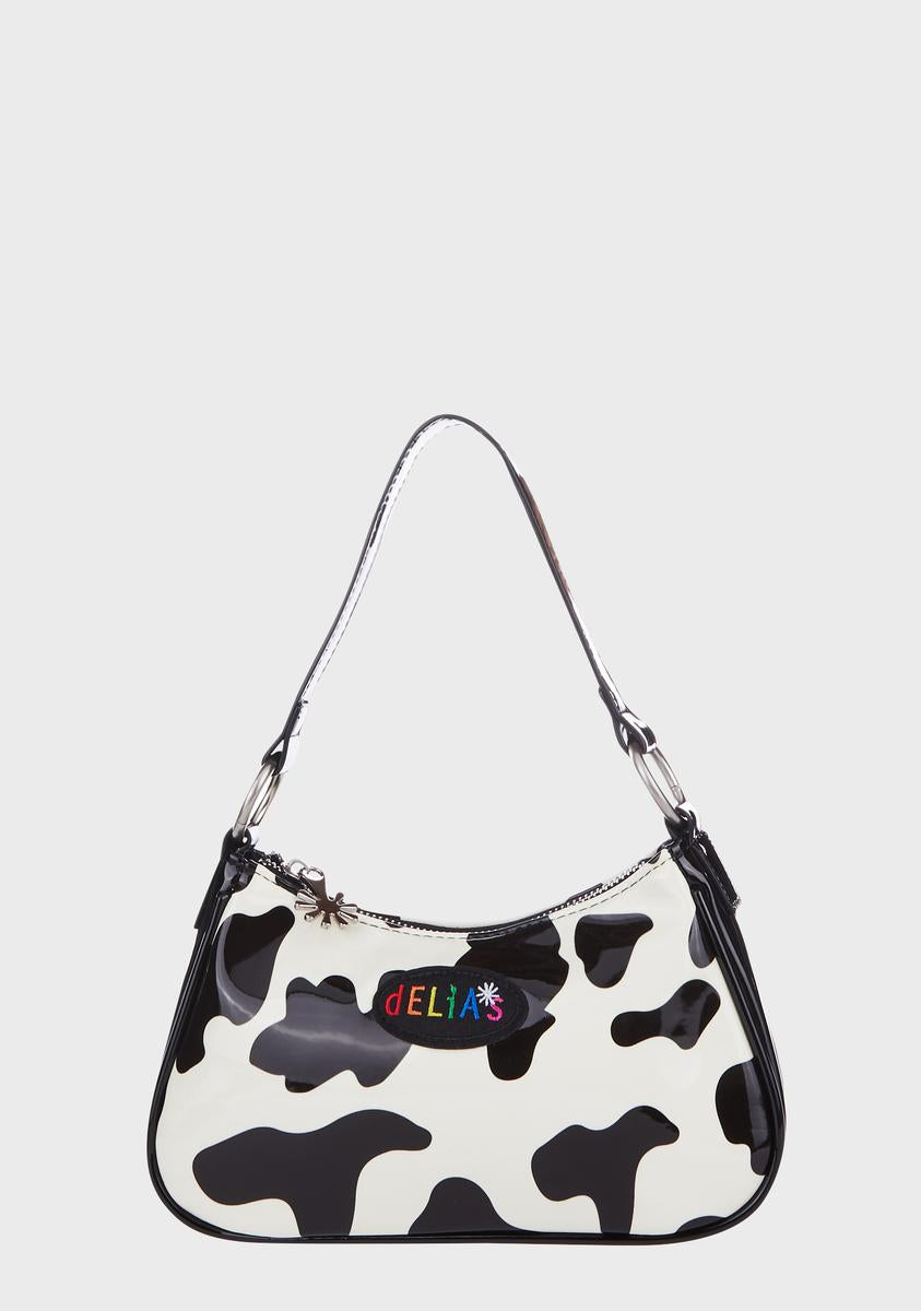 Delia's Cow Print Vinyl Haler Top - Black/White – Dolls Kill