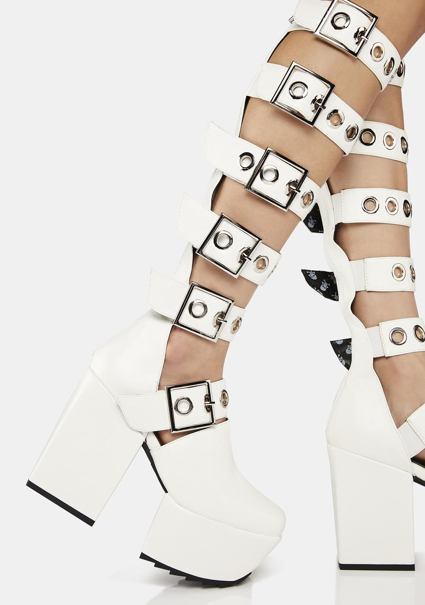 Lamoda Strappy Buckled Platform Heels White Dolls Kill