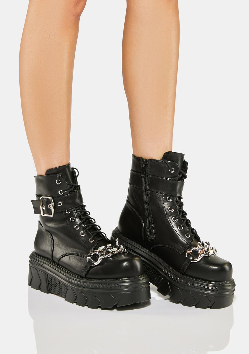 Chunky Chain Boots She's Dangerous Chunky Platform Ankle Boots