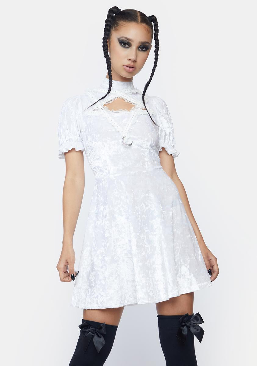 white velvet mini dress Dark In Love Pentagram Bust Velvet Mini Dress – Dolls Kill