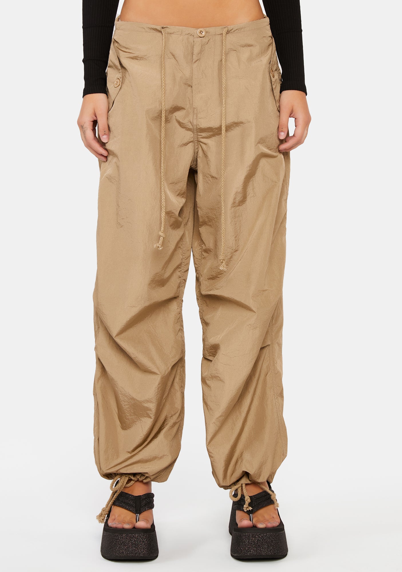 No Boundaries Men's & Big Men's Nylon Cinched Cargo Pants, Sizes