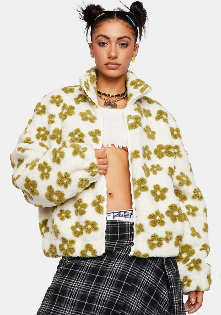 Floral fleece jacket on sale