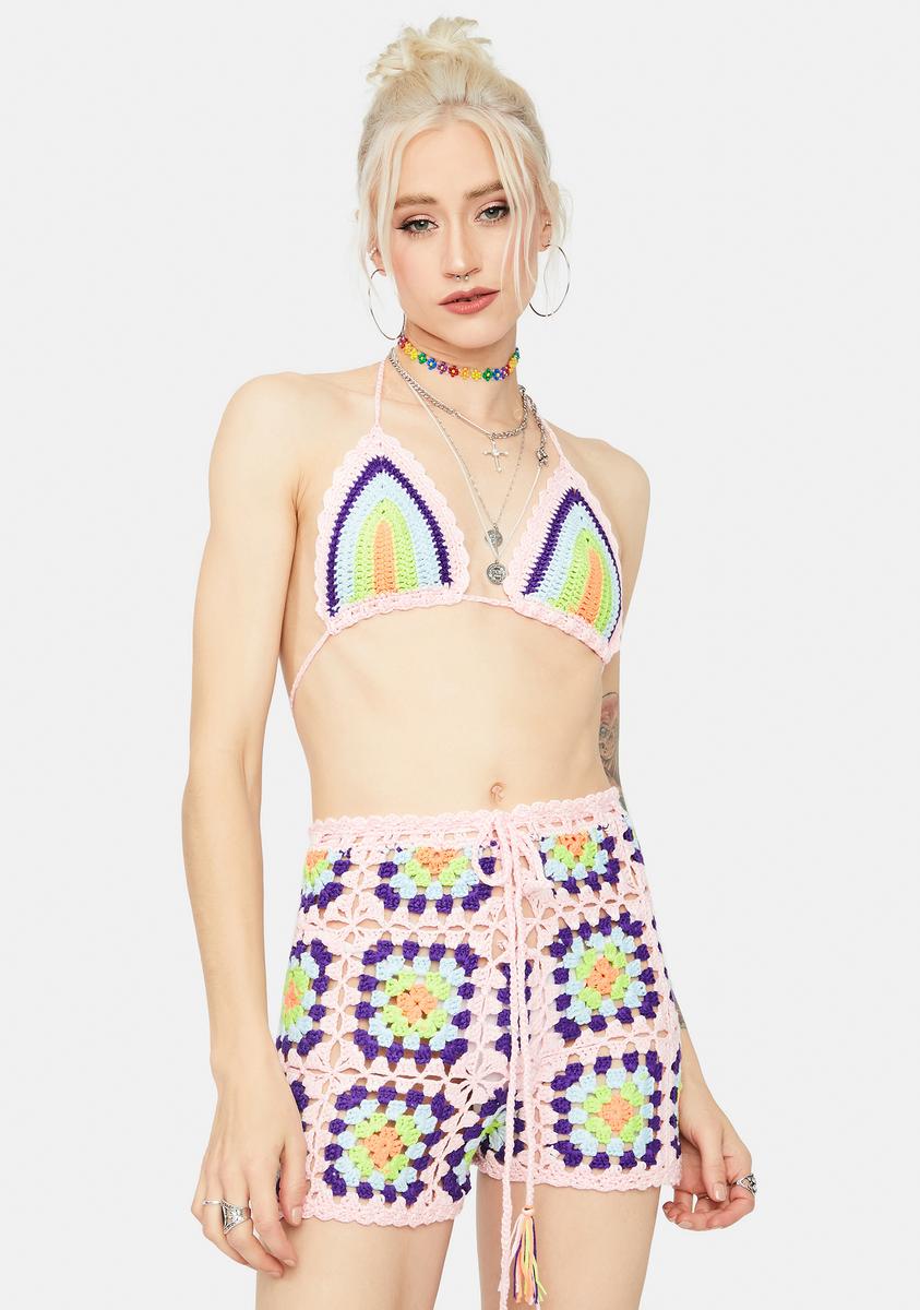 Express crochet shorts top