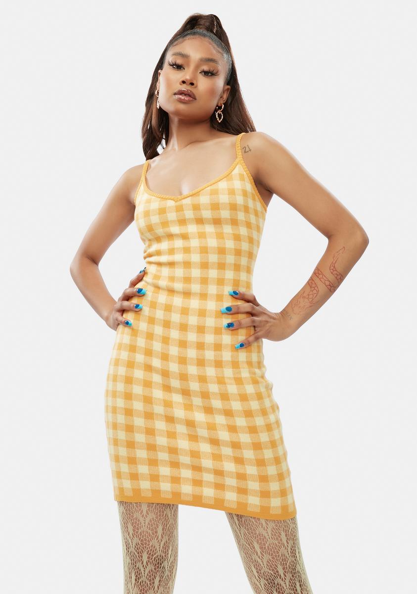 Checkered Sleeveless Bodycon Mini Dress