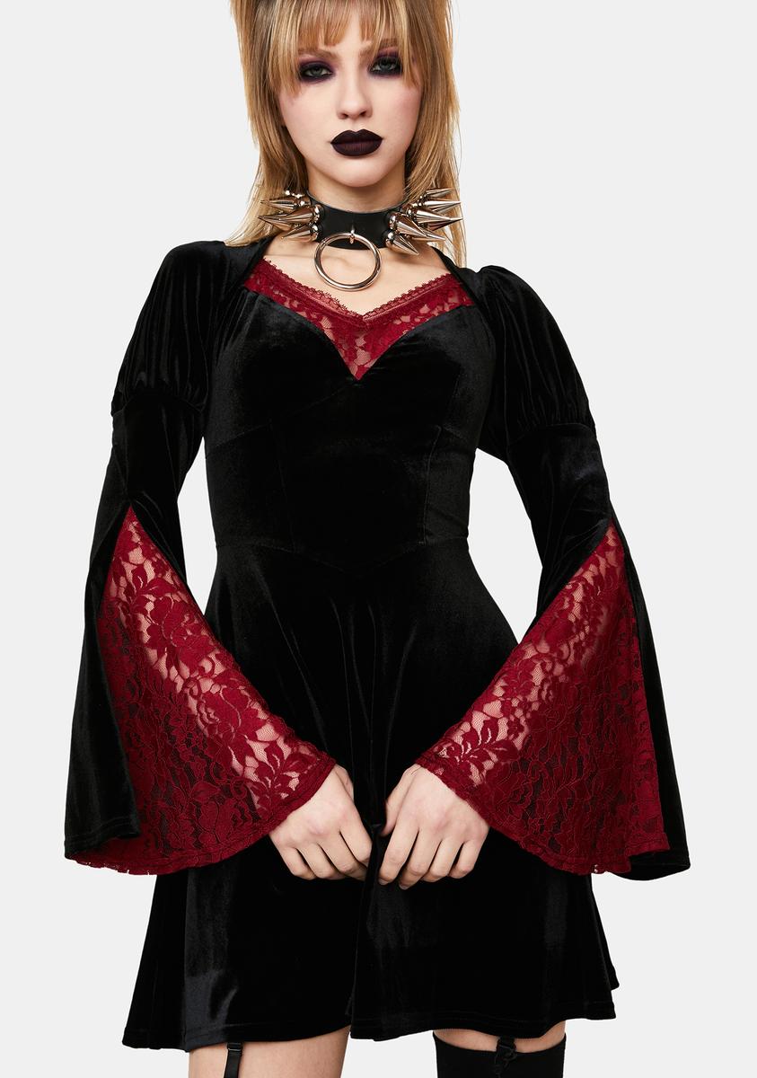 Dark In Love Black Mini Dress With Red Lace Sleeves Dolls Kill Dark In Love Black Mini Dress With Red Lace Sleeves Dolls Kill