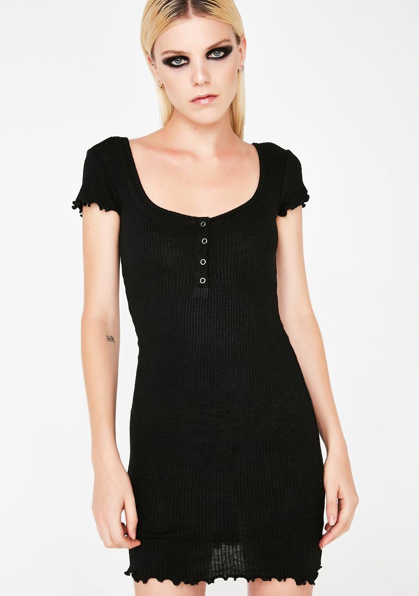 fitted lace wedding dress Black Short Sleeve Ribbed Mini Dress – Dolls Kill