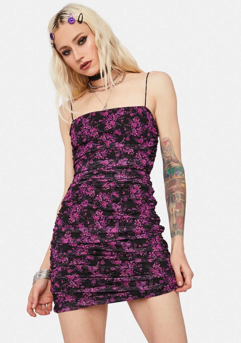 dolls kill purple flower dress Widow Floral Maxi Special Ocassion Dress