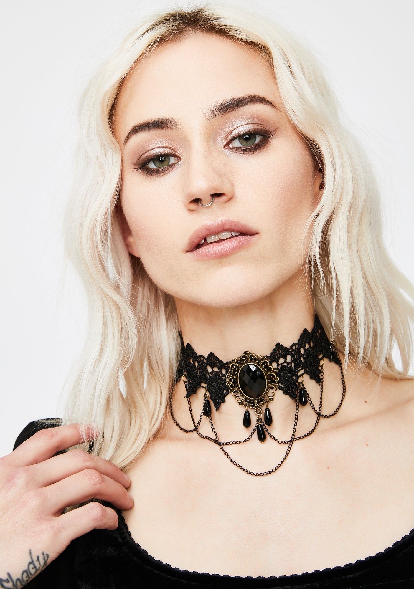 Victorian Lace Chain Jewel Choker - Black – Dolls Kill