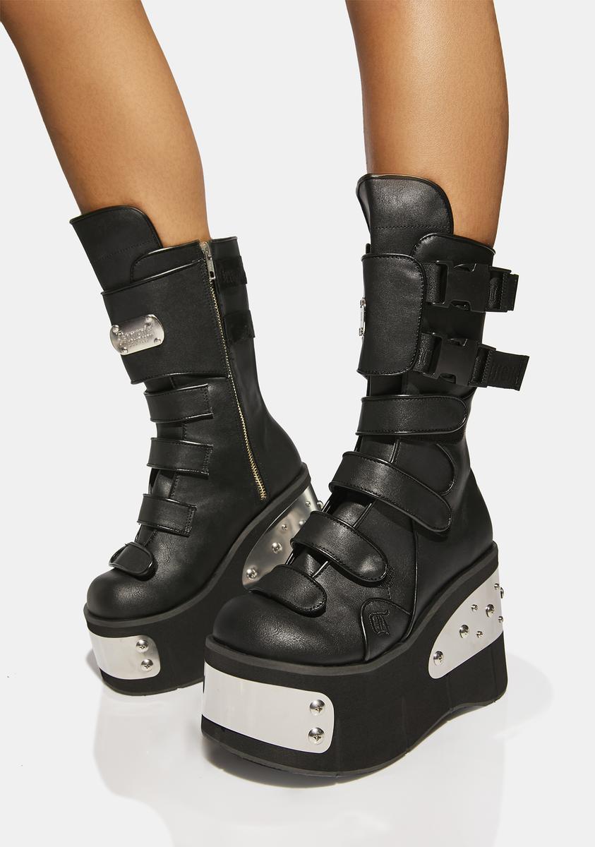 Demonia Kera-108 Boots Black Vegan Leather – Dolls Kill