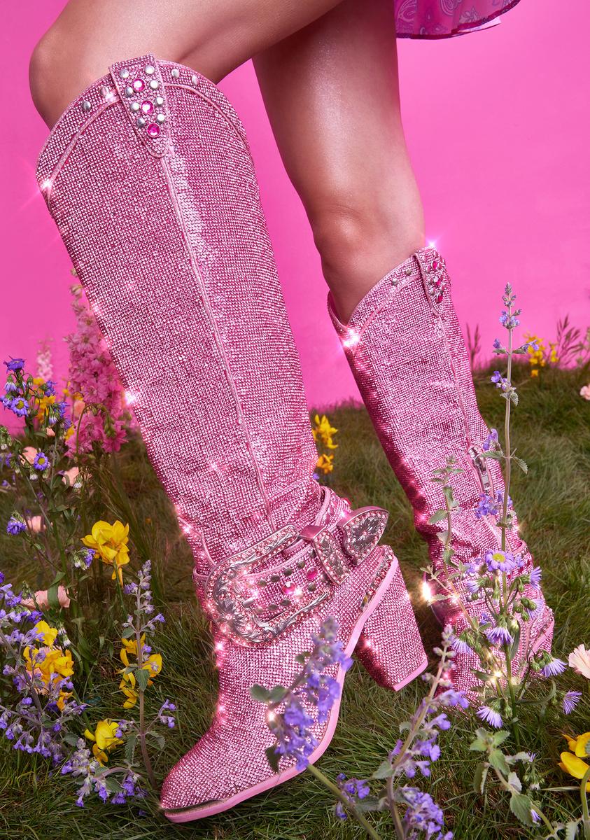 Pink cowgirl boots with rhinestones Clearance