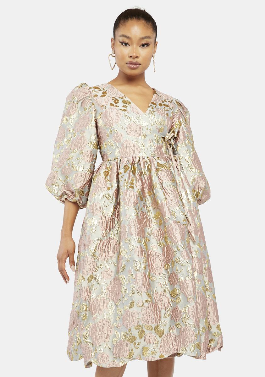Sister Jane Floral Spectrum Wrap Dress - Cream Dolls Kill Sister Jane Floral Spectrum Wrap Dress - Cream Dolls Kill