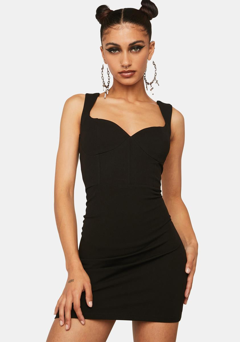 Sweetheart Neckline Bodycon Dress - Black Dolls Kill Sweetheart Neckline Bodycon Dress - Black Dolls Kill
