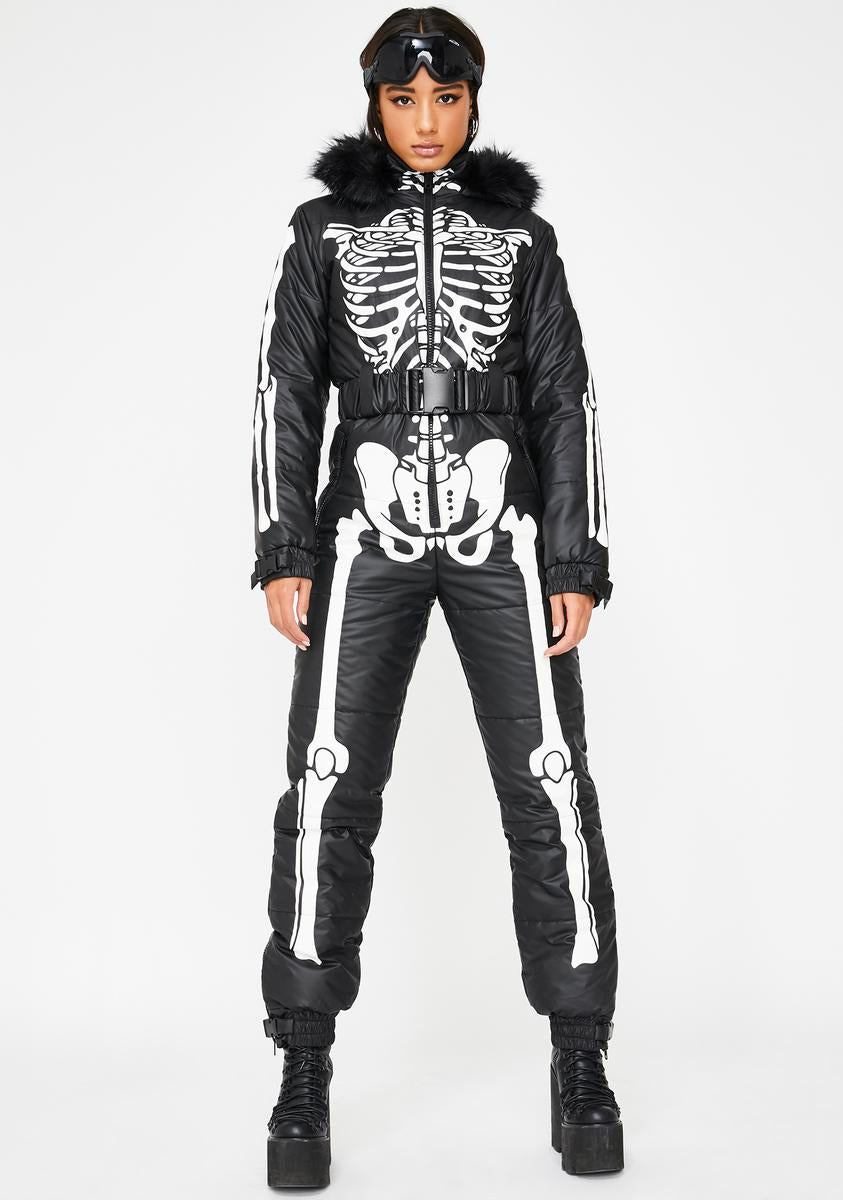 Halloween Sexy Skeleton Snow Suit Black White Halloween Sexy Skeleton Snow Suit Black White
