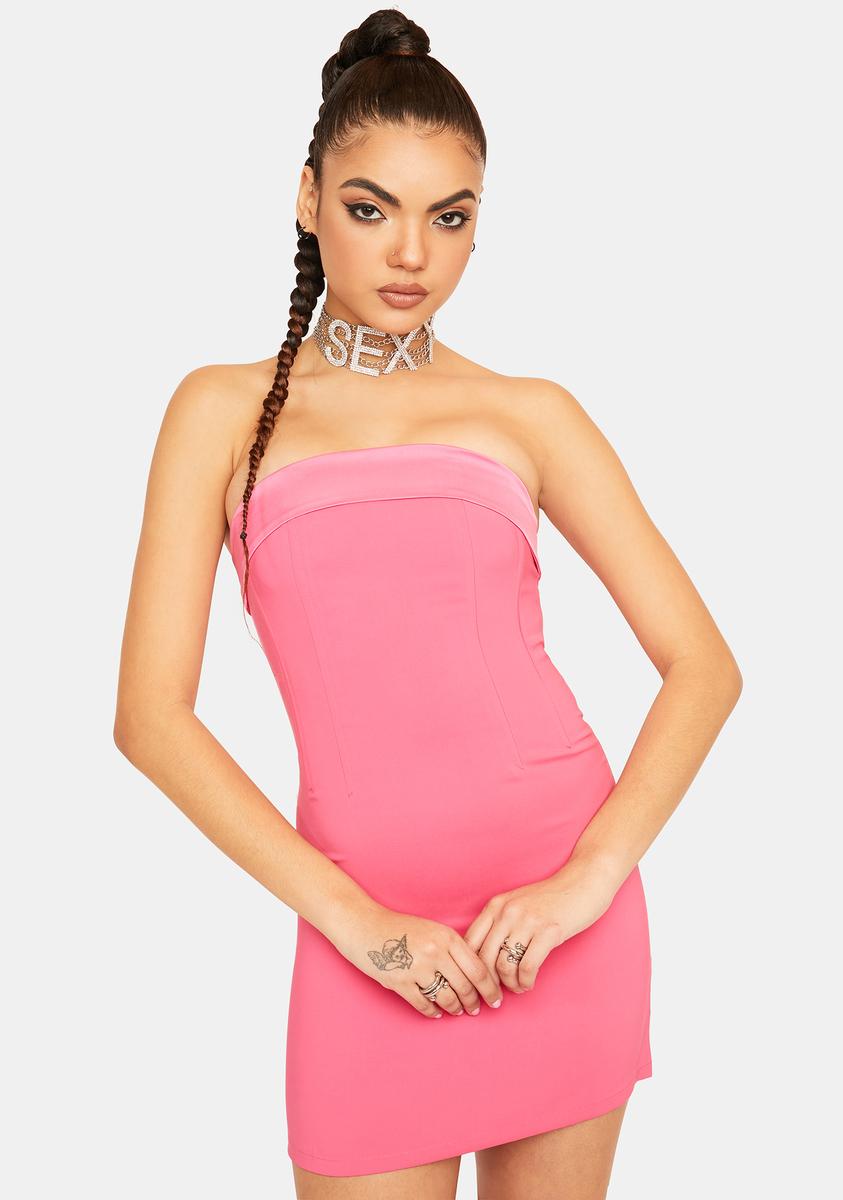 Strapless Mini Bodycon Dress - Pink Dolls Kill Strapless Mini Bodycon Dress - Pink Dolls Kill