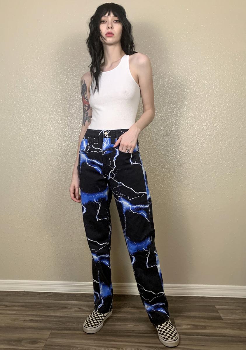 Lightning bolt sales print jeans