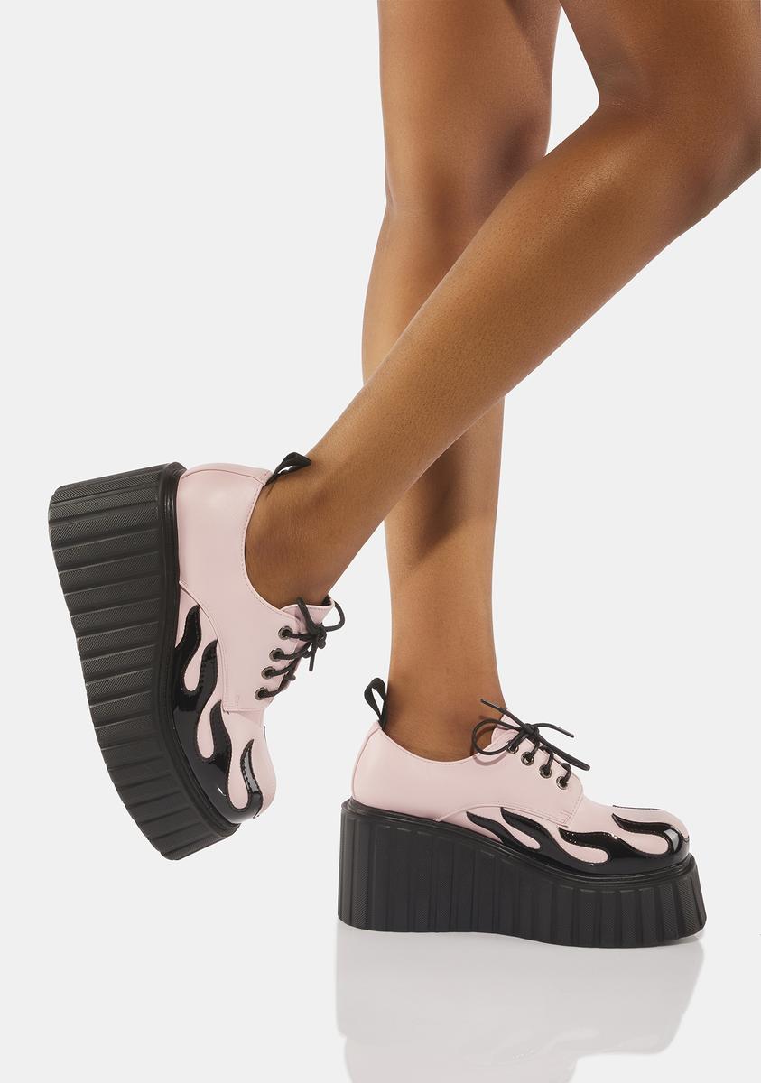 Scarpe Zeppa LAMODA Girls On Tour Donna - Plateau, Dettagli In Pizzo E Fiamme Patentate, Vegan