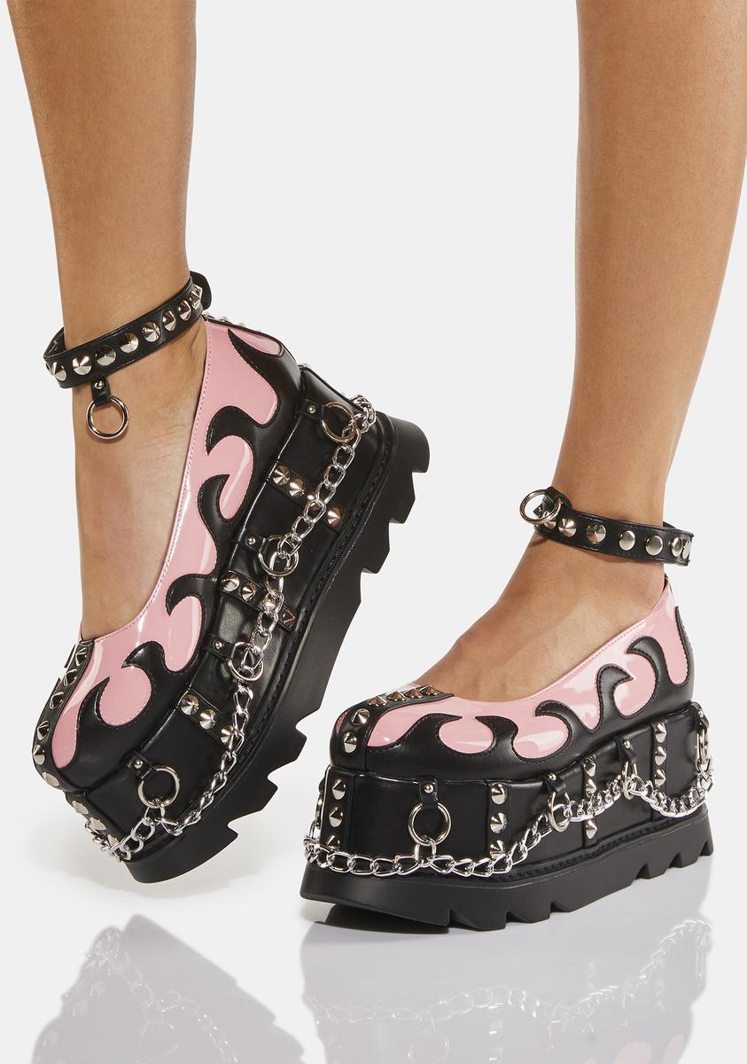 Lamoda See Through Platform Mary Janes Black Pink – Dolls Kill