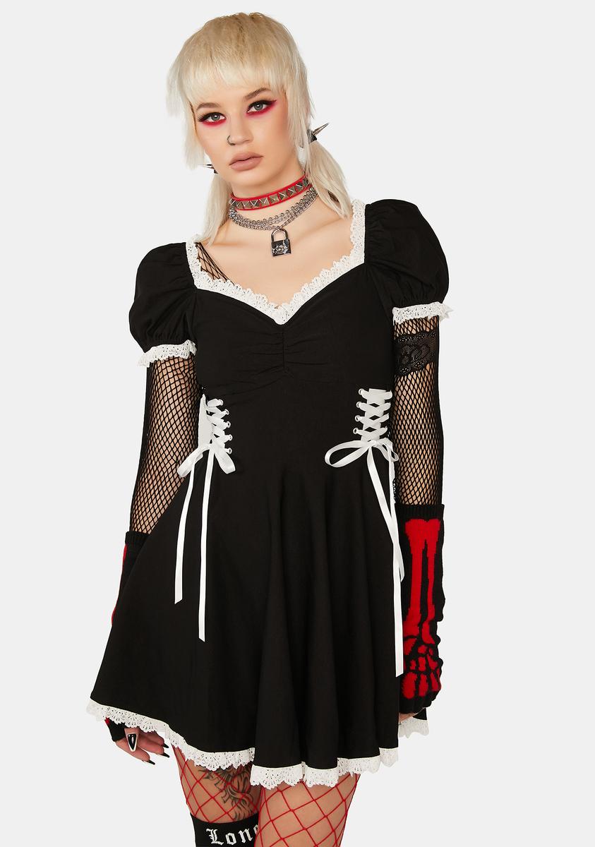 Current Mood Lace Mini Babydoll Dress - Black