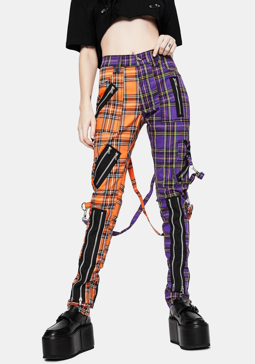 Tripp NYC Orange Purple Madness Plaid Pants – Dolls Kill