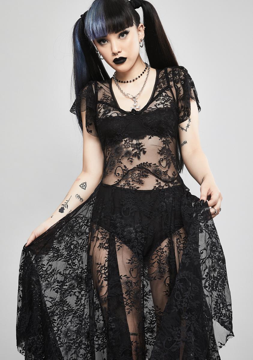 Widow Lace Dress Midi Lace Up Back Black Widow Lace Dress Midi Lace Up Back Black