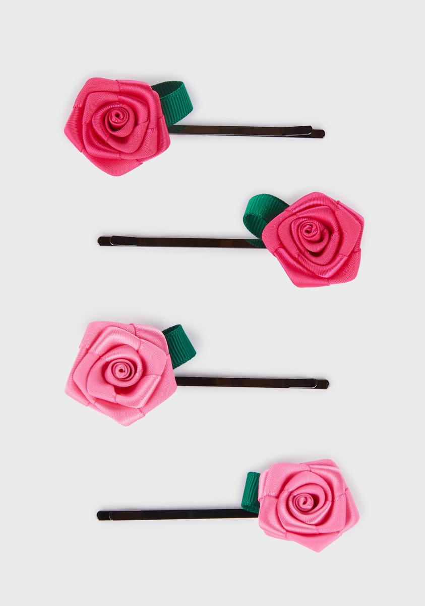 Rosette Hair Clip Set Pink Dolls Kill