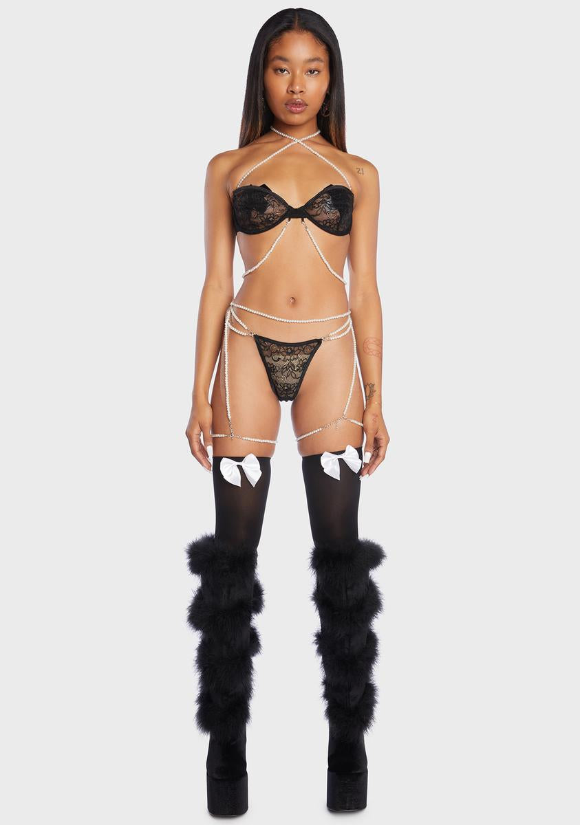 Forplay Lace Pearl Lingerie Set - Black Dolls Kill Forplay Lace Pearl Lingerie Set - Black Dolls Kill
