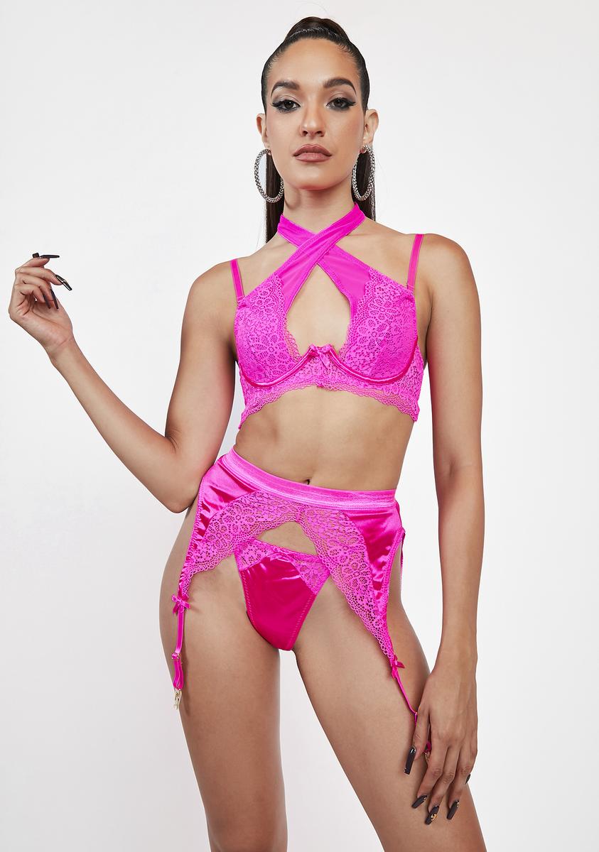 Lace Wraparound Satin Trim Bra Top Garter Belt And G String Set Pink Dolls Kill Lace Wraparound Satin Trim Bra Top Garter Belt And G String Set Pink Dolls Kill
