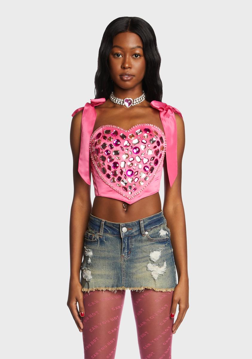 Sugar Thrillz Underbust Corset Top - Pink Satin