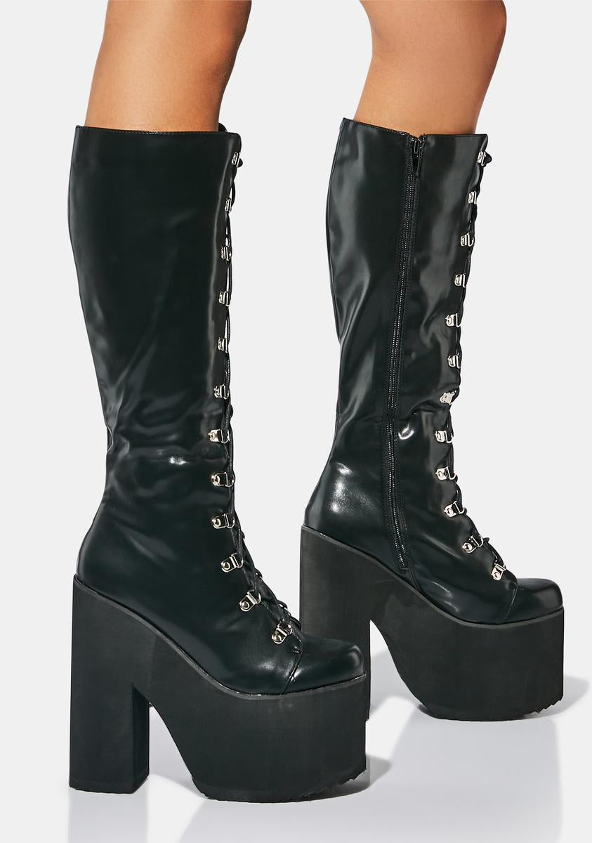 Lemon Drop by Privileged Platform Boots - Black – Dolls Kill