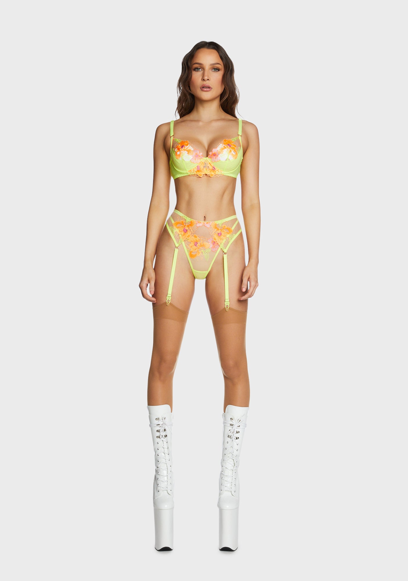 vagisil lubricant vaginal gel Sheer Mesh Floral Embroidered Lingerie Garter Set