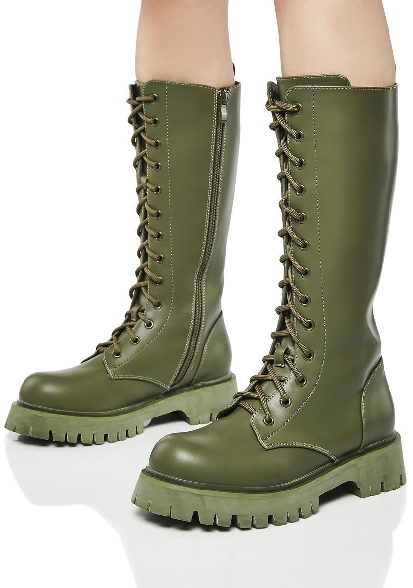 Ladies Boots Women's Olive Green Combat Boots Camouflage
