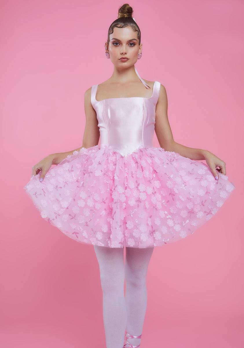 Sugar Thrillz Flower Tutu Satin Dress - Baby Pink Dolls Kill Sugar Thrillz Flower Tutu Satin Dress - Baby Pink Dolls Kill