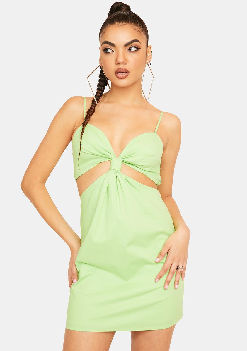 Wrap Bust Cutout Cami Mini Dress Green – Dolls Kill