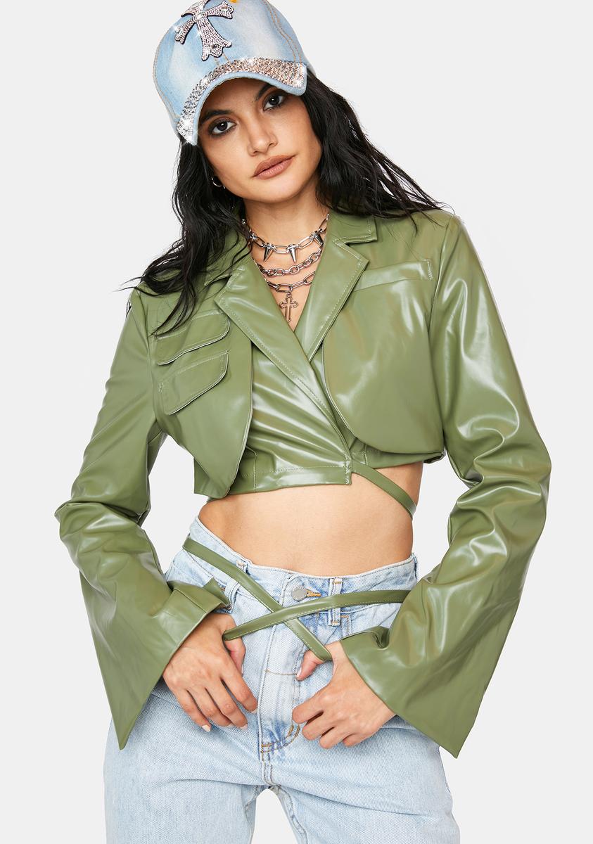 Blushing Babe Vegan Leather Blazer
